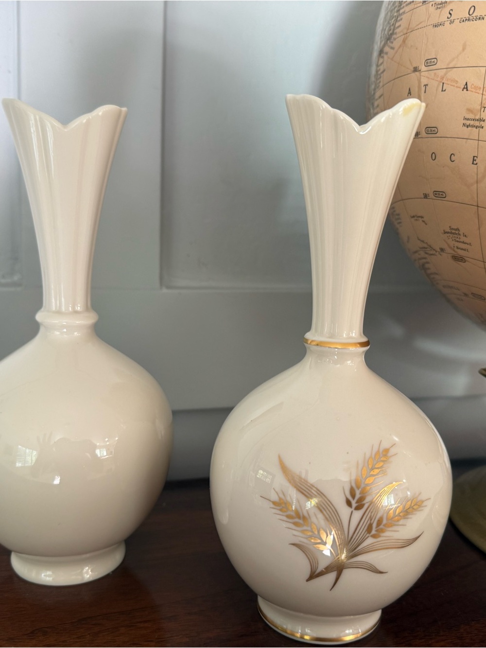 Lenox Cream Ceramic Bud Vase with Gold Wheat Motif Vintage